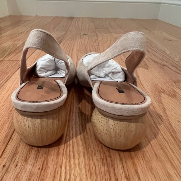 NIB Matiko Circa Peach Pointed Toe Slingback Wood Sphere Heel Shoes US 5 EU 35 - Picture 4 of 11